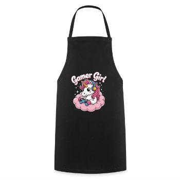 Gamer Girl Licorne - Tablier de cuisine - noir - Devant - AI Model Male 185 dark (185cm)