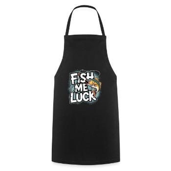 Funny Fishing Fish Me Luck - Cooking Apron - black - Front - AI Model Male 185 dark (185cm)