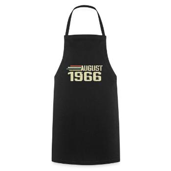 Né en août 1966 Anniversaire Millésime août 1966 - Tablier de cuisine - noir - Devant - AI Model Male 185 dark (185cm)