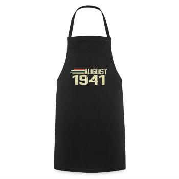 Born August 1941 Anniversary August 1941 Year - Cooking Apron - black - Front - AI Model Male 185 dark (185cm)