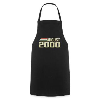 Born August 2000 Anniversary August 2000 Year - Cooking Apron - black - Front - AI Model Male 185 dark (185cm)