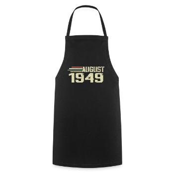 Born August 1949 Jubilee August 1949 Vintage - Cooking Apron - black - Front - AI Model Male 185 dark (185cm)