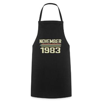Millésime Novembre 1983 vintage rétro Novembre 1983 - Tablier de cuisine - noir - Devant - AI Model Male 185 dark (185cm)