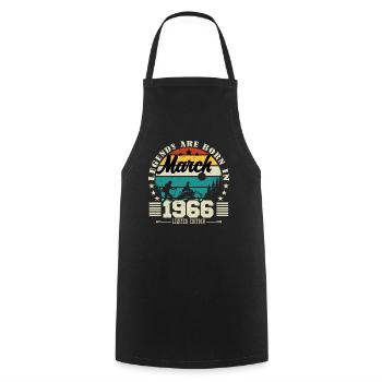 March 1966. Birthday gift March 1966. - Cooking Apron - black - Front - AI Model Male 185 dark (185cm)