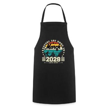 März 2028. Geburtstagsgeschenk März 2028. - Kochschürze - Schwarz - Vorne - AI Model Male 185 dark (185cm)