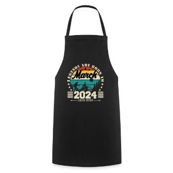 Mars 2024. Cadeau d'anniversaire mars 2024. - Tablier de cuisine - noir - Devant - AI Model Male 185 dark (185cm)