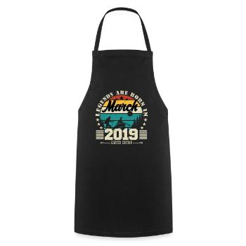 March 2019. Birthday gift March 2019. - Cooking Apron - black - Front - AI Model Male 185 dark (185cm)