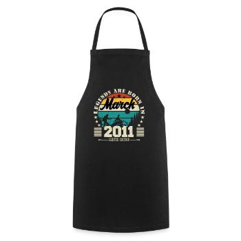 March 2011. Birthday gift March 2011. - Cooking Apron - black - Front - AI Model Male 185 dark (185cm)