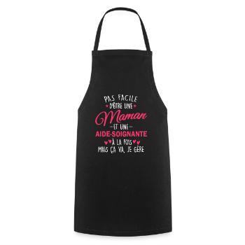 humour maman et une aide soignante - Tablier de cuisine - noir - Devant - AI Model Male 185 dark (185cm)