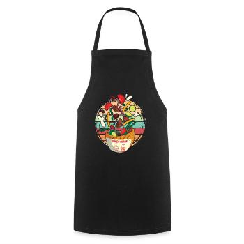 Fröhlicher hüpfender Retro Döner - Kochschürze - Schwarz - Vorne - AI Model Male 185 dark (185cm)