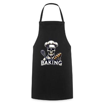 Old Man Baking Skull mit Bäckermütze backt Brot - Kochschürze - Schwarz - Vorne - AI Model Male 185 dark (185cm)