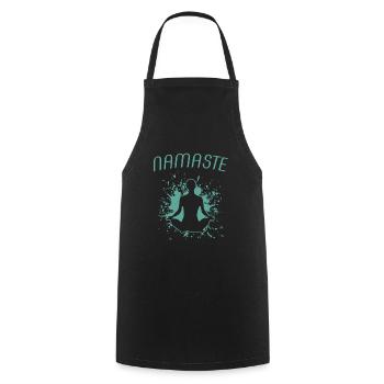 namaste yoga - Kochschürze - Schwarz - Vorne - AI Model Male 185 dark (185cm)
