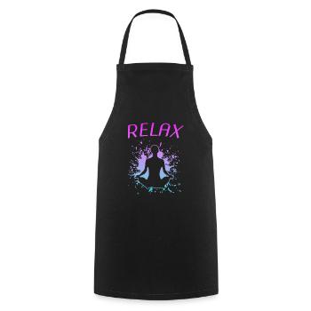 Yoga Yogi Relax Namaste - Kochschürze - Schwarz - Vorne - AI Model Male 185 dark (185cm)