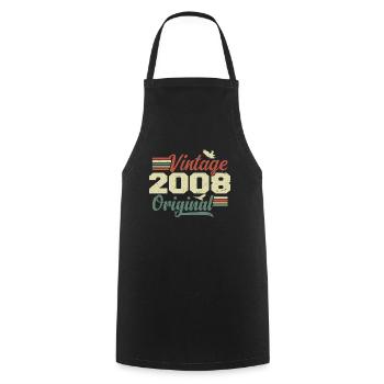 Vintage 2008 Retro 2008 Anniversary Gift - Cooking Apron - black - Front - AI Model Male 185 dark (185cm)