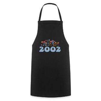 2002 Floral Pattern 2002 Floral Theme Flowers 2002 - Cooking Apron - black - Front - AI Model Male 185 dark (185cm)