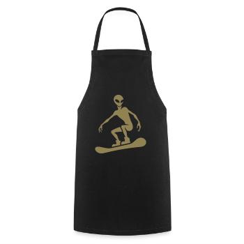 Design minimaliste : Alien Snowboarder - Tablier de cuisine - noir - Devant - AI Model Male 185 dark (185cm)