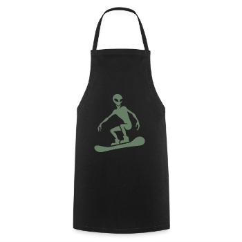 Design minimaliste : Alien Snowboarder Silhoue - Tablier de cuisine - noir - Devant - AI Model Male 185 dark (185cm)