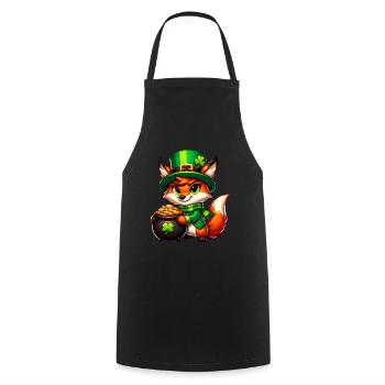 St. Patrick's Day Fox in Gold - Cooking Apron - black - Front - AI Model Male 185 dark (185cm)