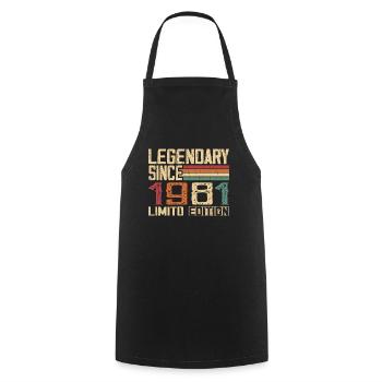Original 1981 Vintage Geburtstagsgeschenk 1981 - Kochschürze - Schwarz - Vorne - AI Model Male 185 dark (185cm)