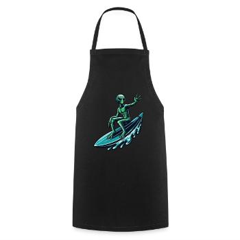 Außerirdischer Surfer auf dem Surfbrett - Kochschürze - Schwarz - Vorne - AI Model Male 185 dark (185cm)
