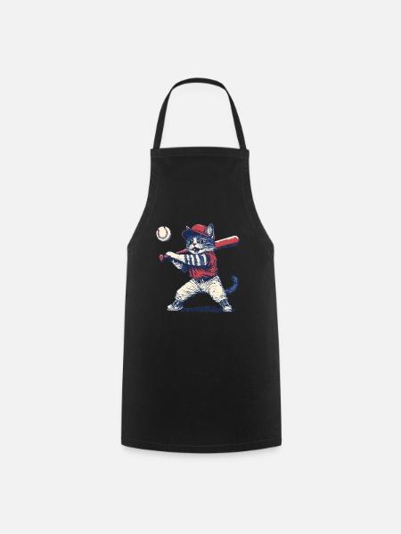 Katze Baseball - Kochschürze - Schwarz