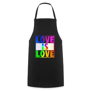 Love is Love LGBT Shirt - Celebrate diversity - Cooking Apron - black - Front - AI Model Male 185 dark (185cm)