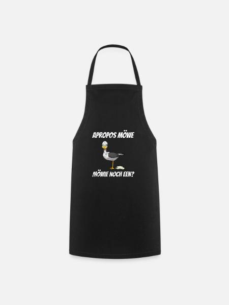 Apropos Möwe Möwie noch een? Plattdeutsch Vintage - Kochschürze - Schwarz
