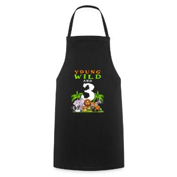 3ème anniversaire pour trois ans enfants dinosaures - Tablier de cuisine - noir - Devant - AI Model Male 185 dark (185cm)