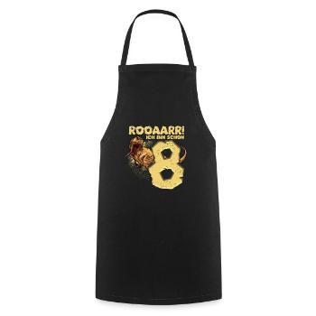 Attention I am 8, dinosaur - Cooking Apron - black - Front - AI Model Male 185 dark (185cm)