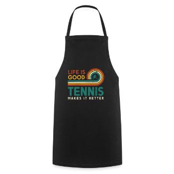 La vie est belle Le tennis en fait un meilleur design - Tablier de cuisine - noir - Devant - AI Model Male 185 dark (185cm)