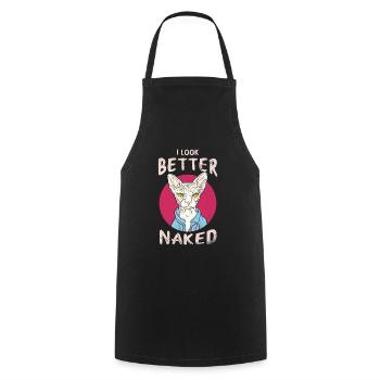 I Look Better From Naked Design For Sphynx Cat - Cooking Apron - black - Front - AI Model Male 185 dark (185cm)