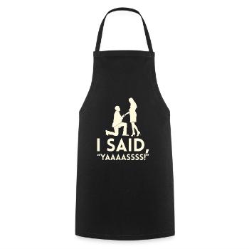 J’ai dit le projet de mariage de Yaaaas pour la mariée - Tablier de cuisine - noir - Devant - AI Model Male 185 dark (185cm)