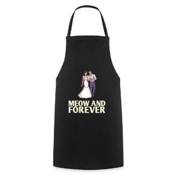Meow and Forever Marriage Design for the Bride and - Cooking Apron - black - Front - AI Model Male 185 dark (185cm)