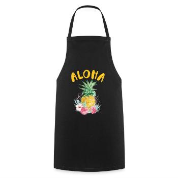 Aloha-ananas-blumen-entwurf Für Strandliebhaber - Kochschürze - Schwarz - Vorne - AI Model Male 185 dark (185cm)