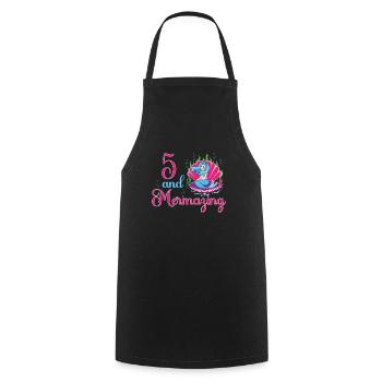 Mermaid 5th birthday mermazing 5 years old - Cooking Apron - black - Front - AI Model Male 185 dark (185cm)