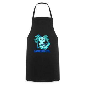 Gamesolotl Video Gamer Kawaii Anime Axolotl - Kochschürze - Schwarz - Vorne - AI Model Male 185 dark (185cm)