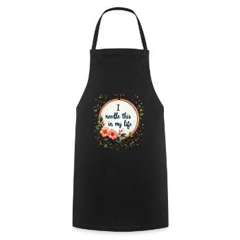I Needle This in My Life - Embroidery Art - Cooking Apron - black - Front - AI Model Male 185 dark (185cm)