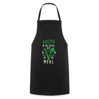 La mort dans mon | Metal Végétalien - Végétariens - Tablier de cuisine - noir - Devant - AI Model Male 185 dark (185cm)