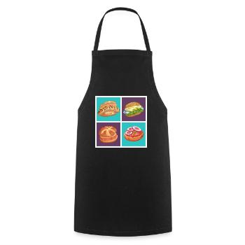 German Streetfood Kollektion - Kochschürze - Schwarz - Vorne - AI Model Male 185 dark (185cm)