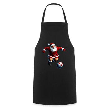 Père Noël Football / Footballeur Noël - Tablier de cuisine - noir - Devant - AI Model Male 185 dark (185cm)