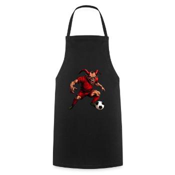 Football du Diable Rouge - Tablier de cuisine - noir - Devant - AI Model Male 185 dark (185cm)