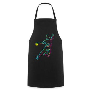 Handball Spieler Stürmer Sprungwurf Torwart - Kochschürze - Schwarz - Vorne - AI Model Male 185 dark (185cm)