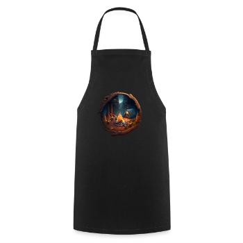 Camping Outdoor Nature Lovers Campfire - Cooking Apron - black - Front - AI Model Male 185 dark (185cm)