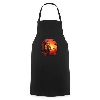 Lion in setting sun Serengeti - Cooking Apron - black - Front - AI Model Male 185 dark (185cm)