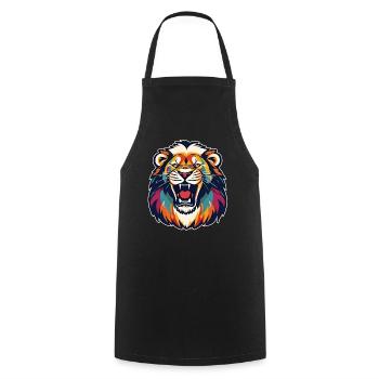 Lion rugissant dans un style rétro cool - Tablier de cuisine - noir - Devant - AI Model Male 185 dark (185cm)