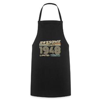 Vintage 1948 Rétro - Cadeau D’anniversaire 1948 - Tablier de cuisine - noir - Devant - AI Model Male 185 dark (185cm)