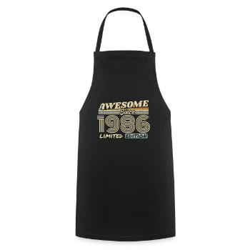 Vintage 1986 Rétro - Cadeau D’anniversaire 1986 - Tablier de cuisine - noir - Devant - AI Model Male 185 dark (185cm)