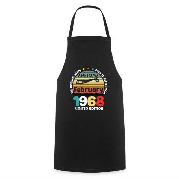 56 Years Old Made In 1968 Vintage February 1968 - Cooking Apron - black - Front - AI Model Male 185 dark (185cm)