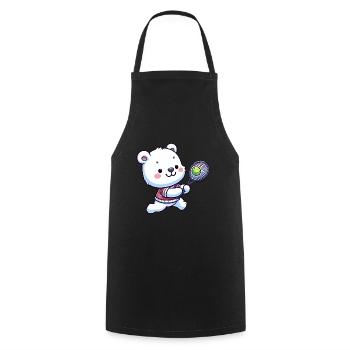 Joueur de tennis Polar Bear - Humour amusant sur le - Tablier de cuisine - noir - Devant - AI Model Male 185 dark (185cm)