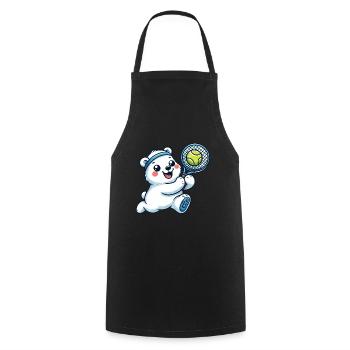 Joueur de tennis Polar Bear - Humour amusant sur le - Tablier de cuisine - noir - Devant - AI Model Male 185 dark (185cm)